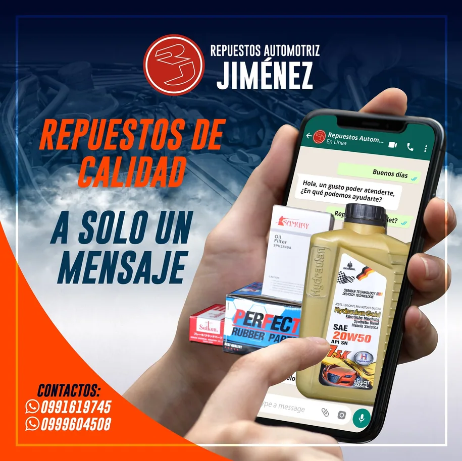 Atención y asesoría por WhatsApp de Repuestos Automotriz Jiménez